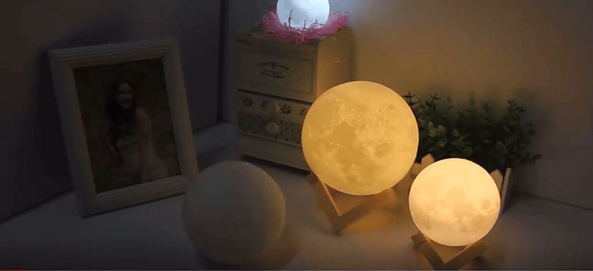 3 Color Rechargeable 3D Print Moon Lamp