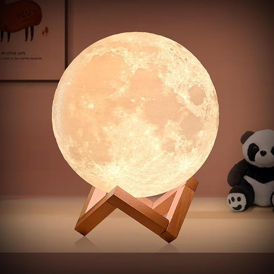 3 Color Rechargeable 3D Print Moon Lamp