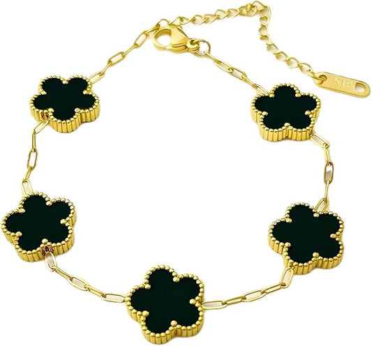 Bracelet Luxury Five Leaf Flower Black