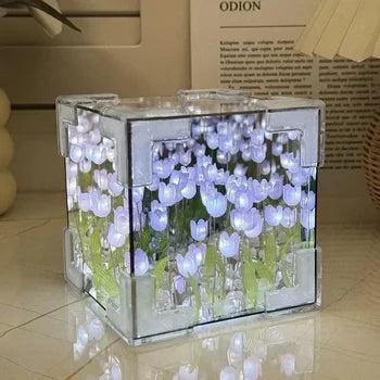 DIY Tulip Sea Rubik's Cube Mirror Night Light